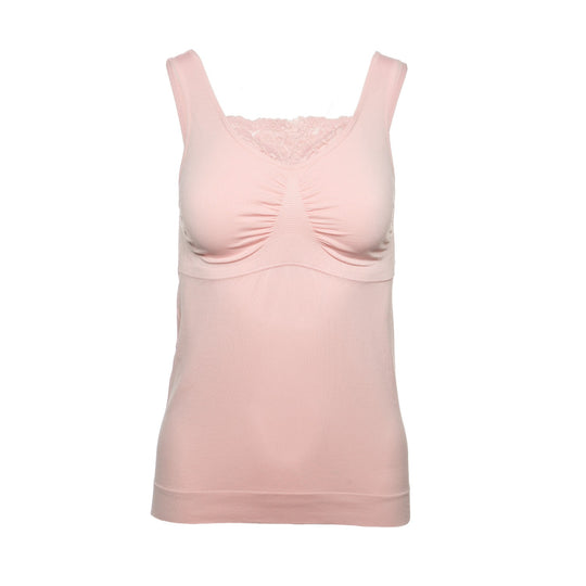 Seamless Tank with Lace Inset - Blush banner