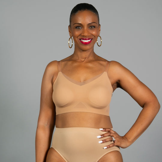 Invisible Edge Bra with Mesh - Beige banner